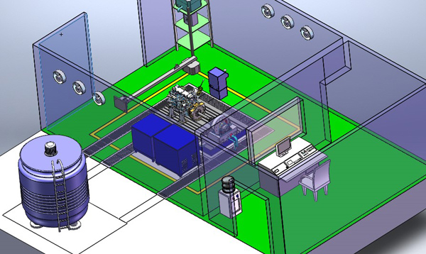YTW-3內(nèi)燃機(jī)臺(tái)架試驗(yàn)設(shè)備實(shí)驗(yàn)室安裝示意結(jié)構(gòu)圖