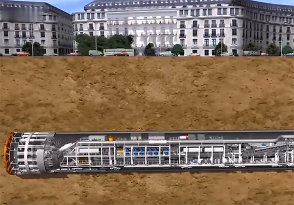 盾構(gòu)機工作時的掘進圖